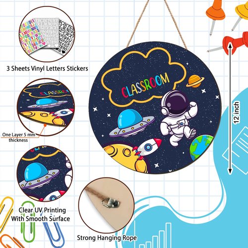 Astronaut Space Classroom, Spaceship Kids, Kindergarten Door Sign, PreK Teacher Round Door Signs, School Door Hanger Plaque, School Supplies Must Have -1