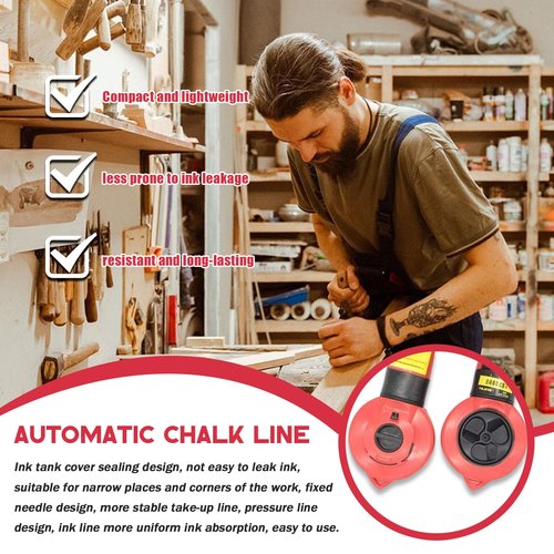 Pcmursal Chalk String Line Markers, Woodworking Line Marker, Chalk Box Carpenter for Woodworking Carpenter Tool