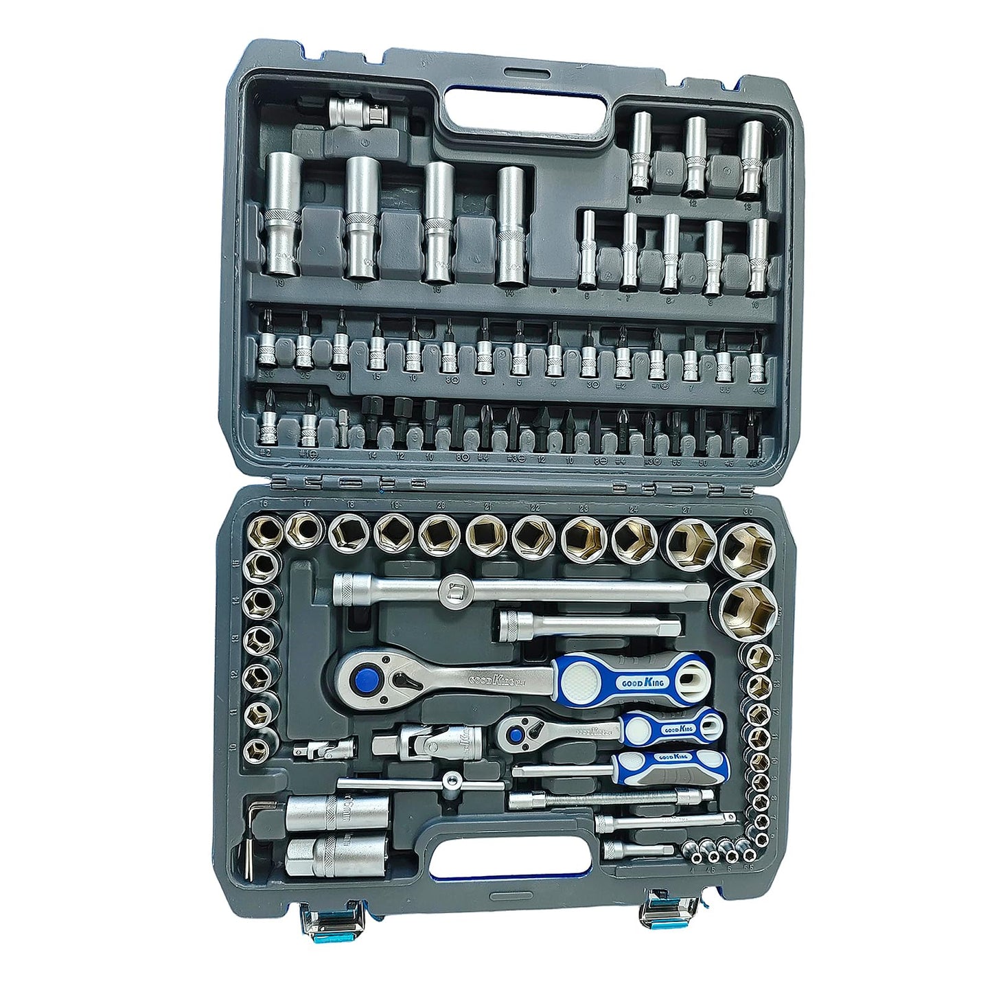 Griplier 94 Pieces Drive Socket Ratchet Wrench Set, with Bit Socket Set Metric and Extension Bar for Auto Repairing and Household, with Storage Case