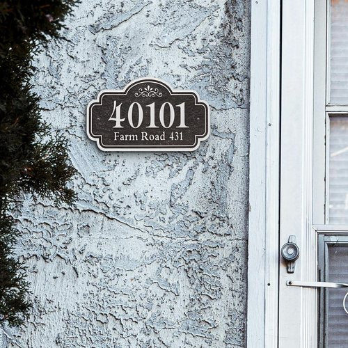 Custom House Address Sign for Outside, Personalized Address Plaque Outdoor, Used for Home,Street, House (Black/Silver)