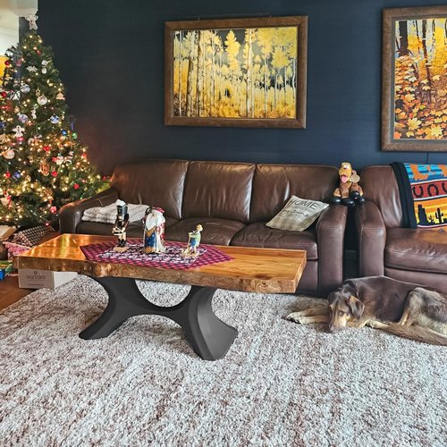 Flowyline 16" H 208 Haru Handcrafted Black Metal Table Legs and Bases for Coffee Tables | Steel Desk Legs | Rust-Resistant, Adjustable Furniture Legs for Bench | Mid-Century Modern | Indoor/Outdoor