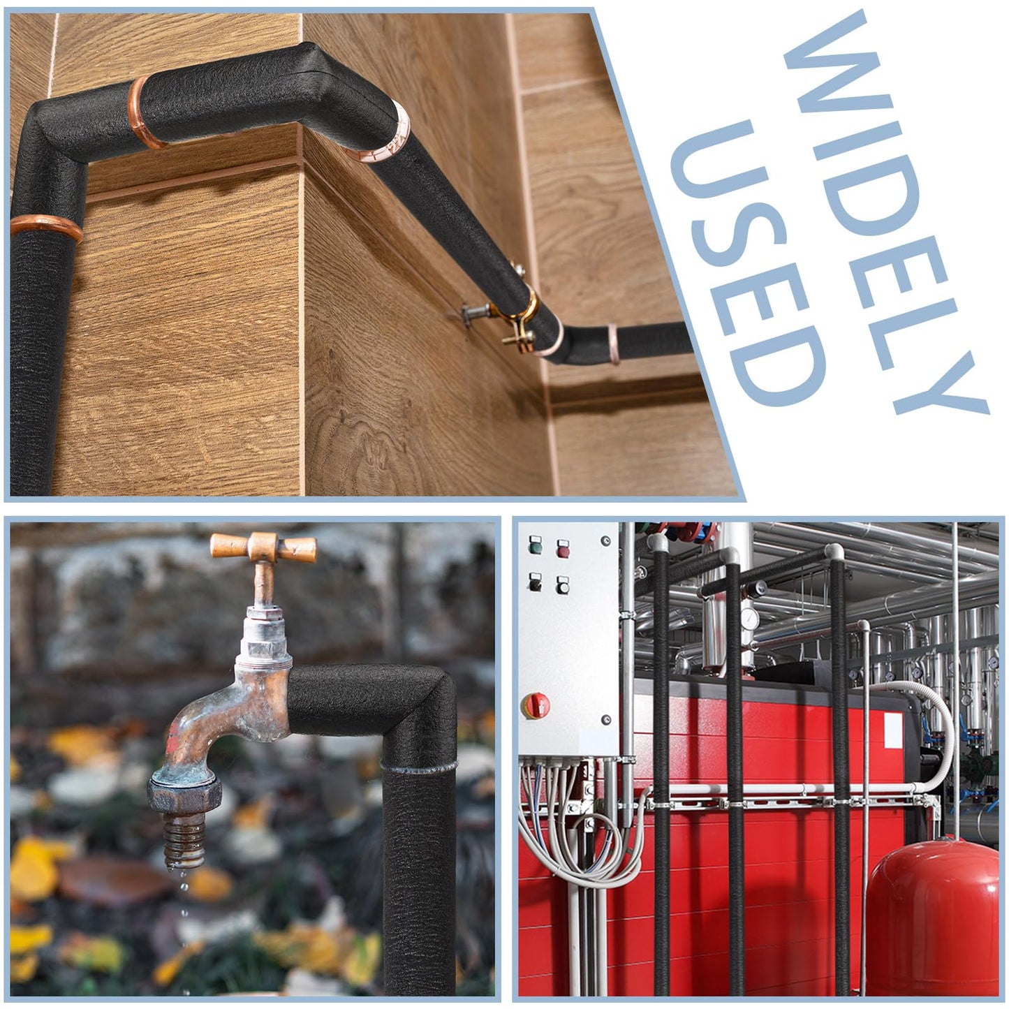 8 Pack Elbow Pipe Insulation Foam Tube Outdoor Wrap Black Pipe Covers Elbow Insulation Tubing Water Foam Covers for Outdoor Winter Irrigation, Sprinkler (1/2 Inch)