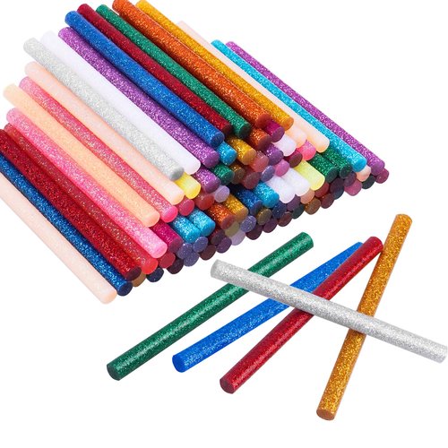 Gwybkq Mini Glitter Hot Glue Sticks 14 Colored for DIY Art Craft,4 inches 80 pcs