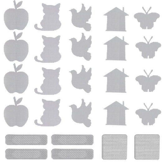 26 Sheets Window Screen Patch Repair Kit, 7 Sizes Window Screen Repair Tape, Screen Repair Kits for Window and Door Screen Tears Holes, Strong Adhesive Fiberglass Quickly Window Screen Repair Kit