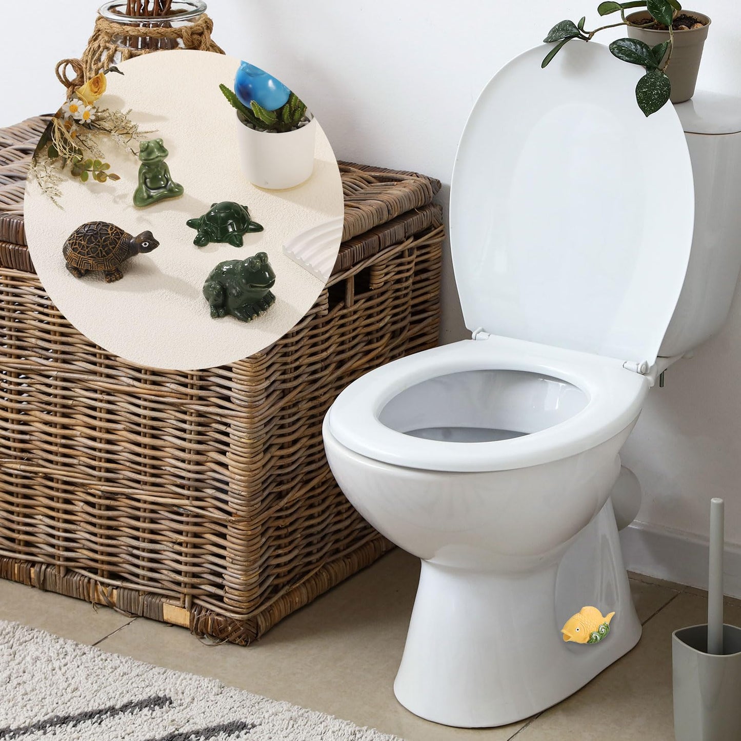 uxcell 2 Pcs Toilet Bolt Covers, Ceramics Toilet Bolt Cap Fish Decor Covers Cute Fish Toilet Screw Cover Caps for Decor Bathroom 3.94"x2.05"x2.36", Yellow