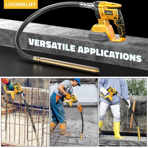 Handheld Concrete Vibrating Tool for Dewalt 20V Battery, 600W Cordless Electric Concrete Vibrator with 3.8ft Shaft Rod, 6000RPM Portable Pencil Cement Vibrarator Remove Air Bubble and Mix Concrete