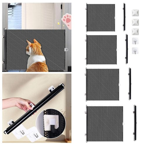 Retractable Pet Gate Screen Door-Stair Gates for Dog＆Cat Portable Dog Gates with Reinforced Strip Dogs Porch Gates Design to Prevent Crawling for Stairs Kitchen Porch (22.83" Tall x 49.21" Wide)