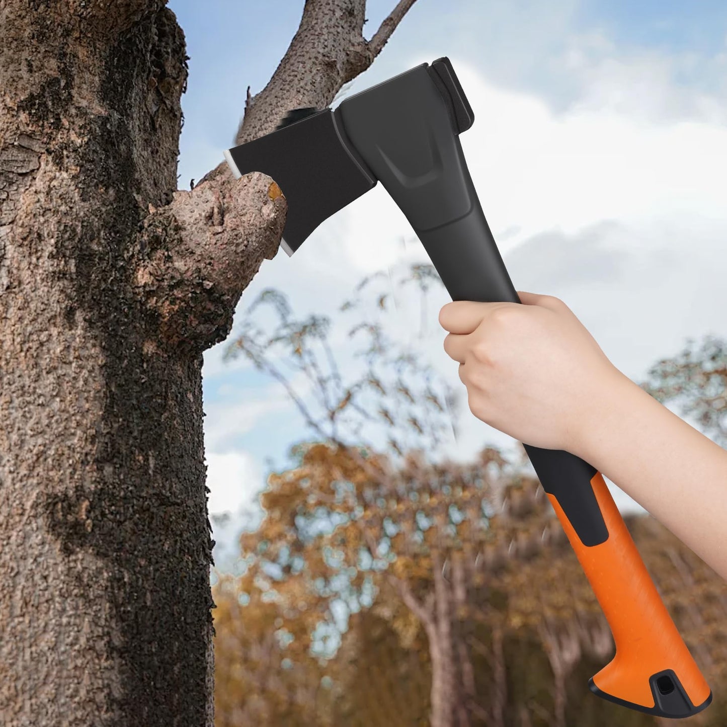DESHIL 14-Inch Camping Hatchet with Carbon Steel Blade and Sheath