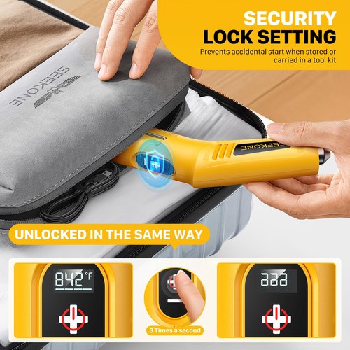 SEEKONE Cordless Mini Heat Gun with 4-Temp Settings (Up to 842°F/450°C) and Memory Function, 3.6V Lithium Hot Air Gun, USB Charge with Reflector Nozzle for Crafting, Resin Heating and Shrink Wrapping