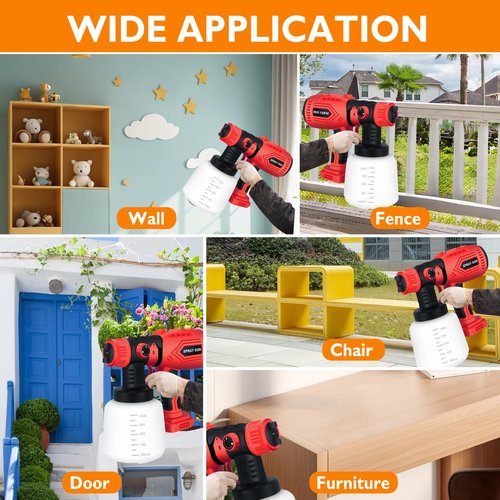 Cordless Paint Sprayer, HVLP Electric Spray Gun Compatible, 4 Copper Nozzles, 3 Spray Patterns, Easy to Clean for Furniture, Fence, DIY Projects, Battery Not Included (Milwaukee 18V)