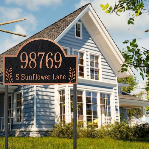 Customizable Address Sign - LAWN MOUNTED Plaque Outdoor House Number Ideal for Home and Garden Décor Arched Style 6