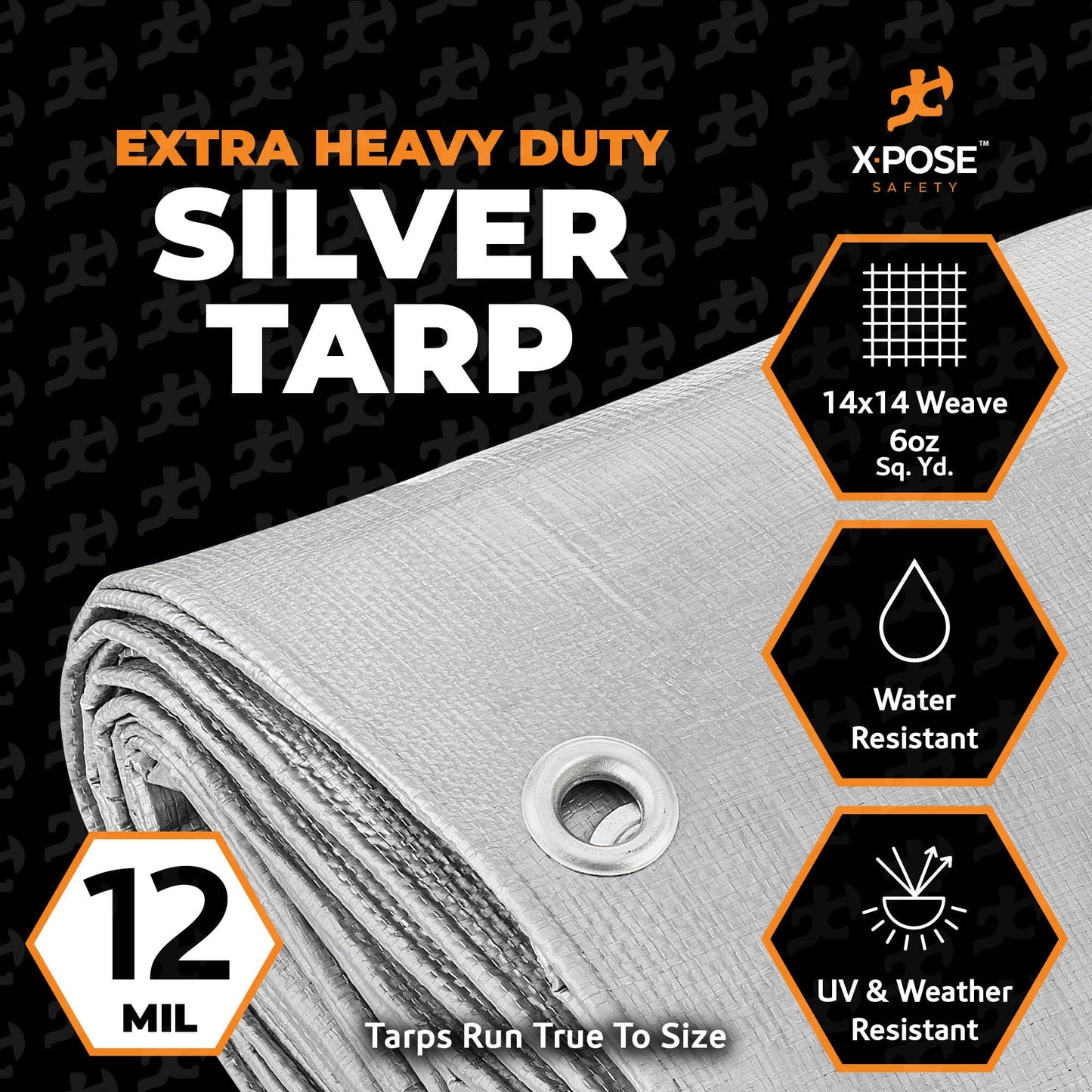 Heavy Duty Silver Poly Tarp 20' X 30' - Multipurpose Protective Cover - Durable, Waterproof, Weather Proof, Rip and Tear Resistant - Extra Thick 12 Mil Polyethylene - by Xpose Safety