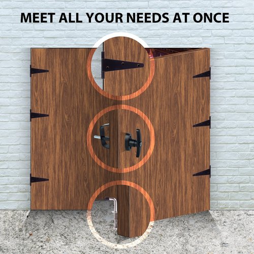 BTEOBFY Shed Door kit - Complete shed Door Hardware,shed Hardware kit with T-Handle Lock, Heavy-Duty Latches, Hinges - Weatherproof for Sheds, Gates, Playrooms