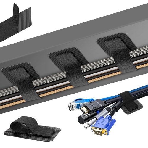 Cable Management Under Desk, 【Up to 15 Cord】【Enhanced Wire Holder】 Cord Organizer, Adjustable Hook and Loop Cable Ties, Reusable Cord Holder, Cable Clips Under Table Cable Hider, 20 Pair