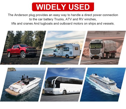 GZSH Anderson Plug 2PCS 50A Quick Connect Wire Connectors with Mount and Cap 12-6 AWG Battery Quick Disconnect 12V-36V Battery Quick Connect Waterproof SB50 for Car RV Trunk Boat Winch