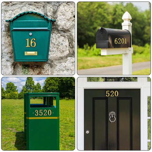 Gold Mail Box Numbers,2 Packs 0-9 3D Reflective Mailbox Numbers For Apartment House Trash Bins Office Hotel Room（2 Inch）