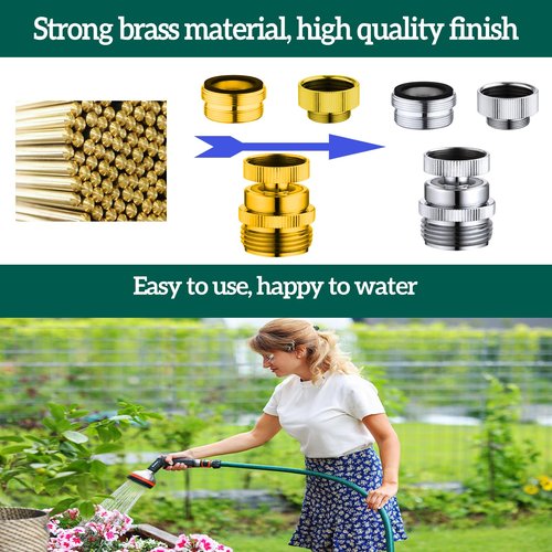 SNUTUYA Faucet to Garden Hose Adapter,Brass 3/4-Inch Garden Hose Adapter with Aerator, 360-degree Swivel for Kitchen And Bathroom,Chrome