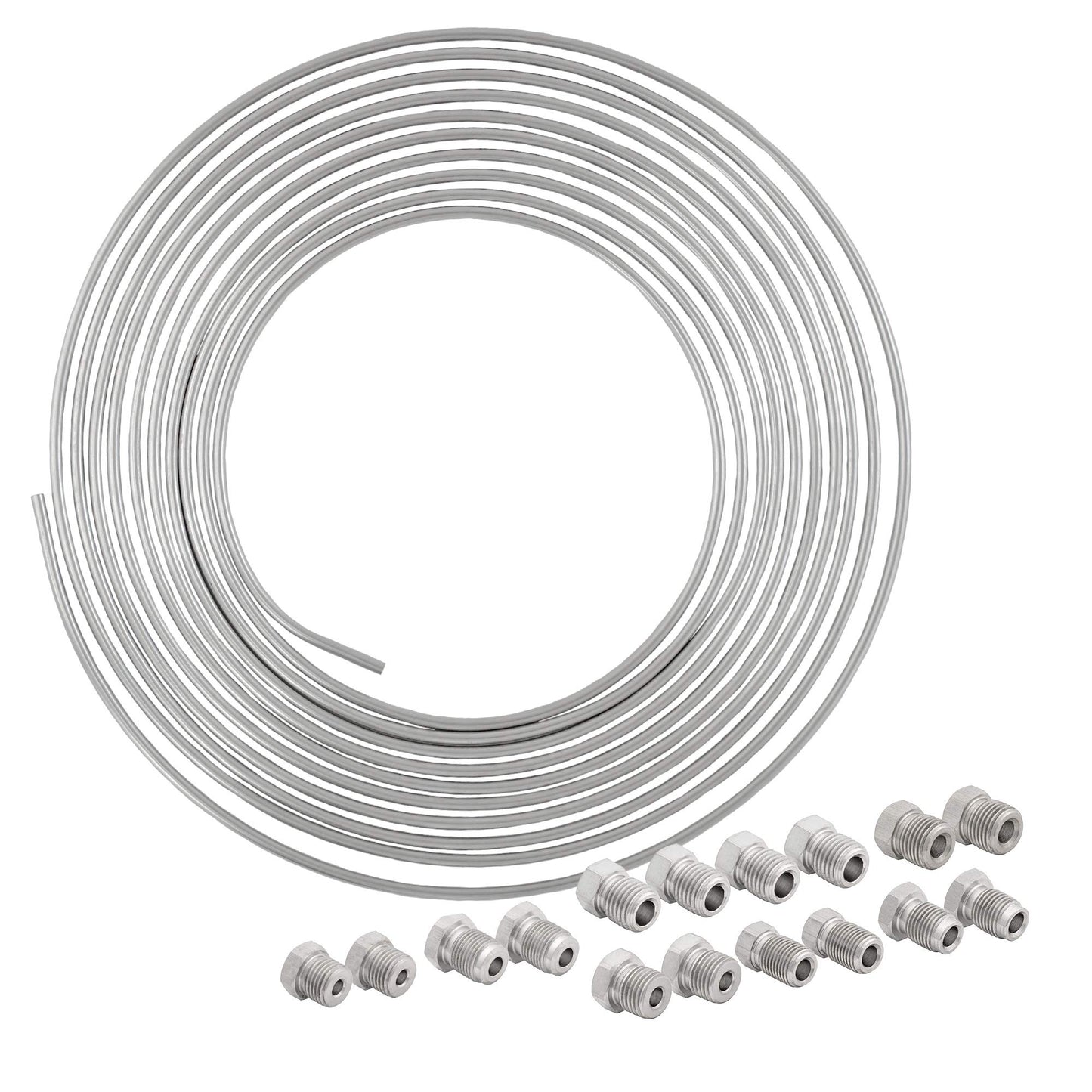 4LifetimeLines – 3/16" x 25' Stainless Steel Brake Line Kit | 316L Marine-Grade Tubing with 16 SAE Fittings | Corrosion & Rust Resistant | 15,310 PSI | Universal Fit for Cars & Trucks