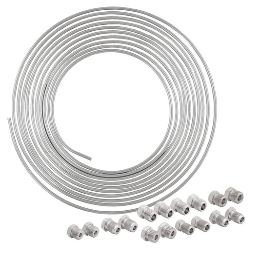 4LifetimeLines – 3/16" x 25' Stainless Steel Brake Line Kit | 316L Marine-Grade Tubing with 16 SAE Fittings | Corrosion & Rust Resistant | 15,310 PSI | Universal Fit for Cars & Trucks