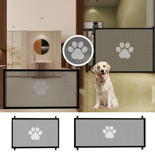 Cat Dog Gate Indoor-Tall Adjustable Pet Gate with Breathable Mesh Screen,Flexible Pet Gates for Stairs No Drilling Antis Fence,Pet Gates Easy Install Stairs & Doorways (110cm)