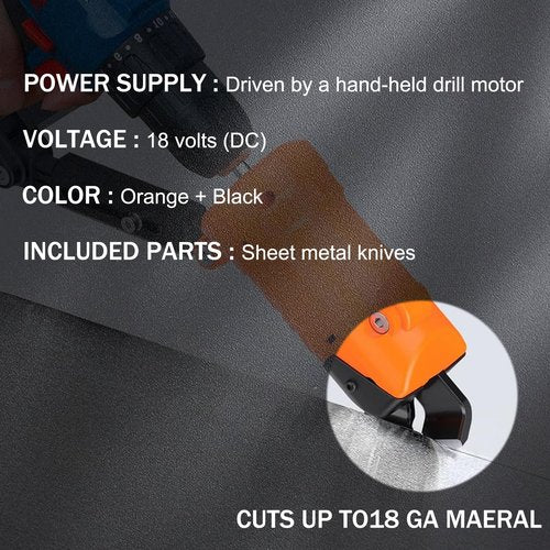 Jikbeed Sheet Metal Cutter Drill Attachment, Electric Drill Shears Attachment Cutter Nibbler, Metal Nibbler Drill Attachment, Compatible with Cordless Drills & Impact Drivers, Cuts 18GA Metal