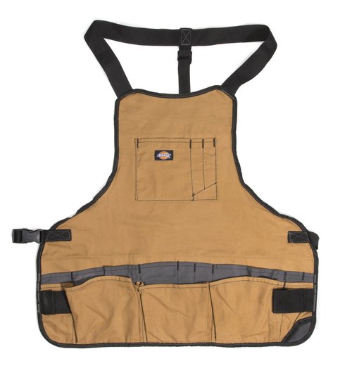 Dickies 16-Pocket Workshop Bib Apron, Durable Canvas Construction, Reinforced Edges, Adjustable Belt, Grey/Tan