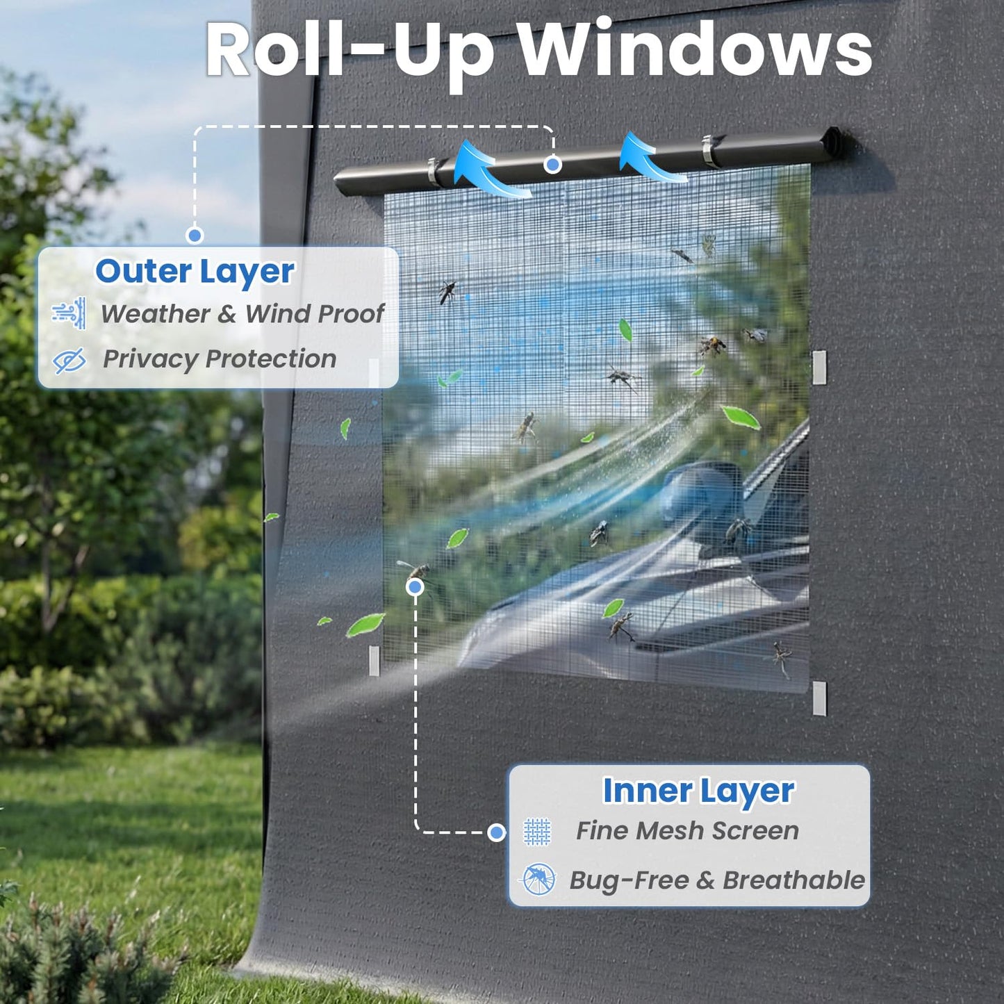 Bezseller 12x20 FT Heavy Duty Carport Canopy with Removable Sidewalls, Portable Garage Tent with Roll-Up Windows & Doors, Car Port with All-Season Tarp for Cars, Boats, Trucks, Motorcycles, Gray