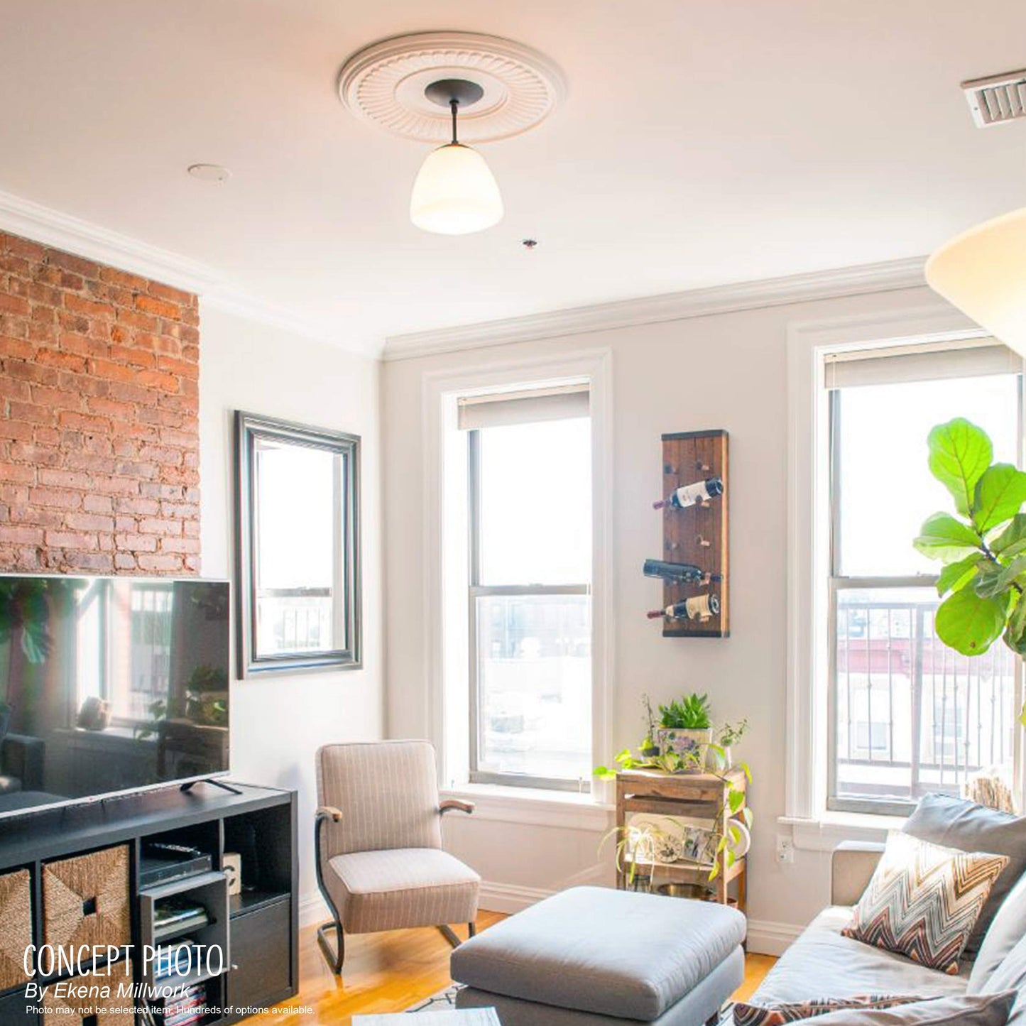 Ekena Millwork CMP13BA Baltimore Thermoformed PVC Ceiling Medallion (Fits Canopies up to 5 1/4"), 13"OD x 3 1/2"ID x 3/4"P