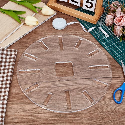 BENECREAT Clock Router Templates, 12inch Acrylic Router Inlay Template, Circle Clock Face with Clock Dials for Woodworking, DIY Clock Board, 6mm Thick