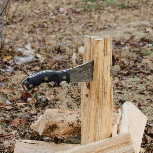 Leopcito 11 Inch Hatchet with Sheath, Small Compact Machete Axes, Fixed Blade Full Tang Camping Tactical Knife for Woodworking, Garden Machete Axe with Sheath for Bushcraft Yards Bushes Wood, A4SL