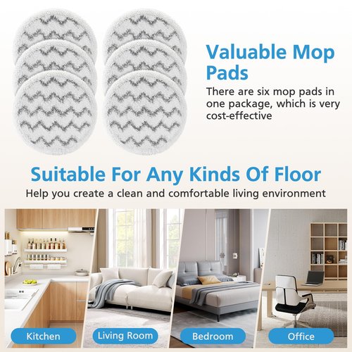 6 Pack 3897A Rotating Steam Mop Pads Replacement Compatible with Bissell SpinWave 3897A 3712C 3712W SmartSteam Scrubbing Steam Mop Cleaner, 3897 3712 Only【Not for Other Models】
