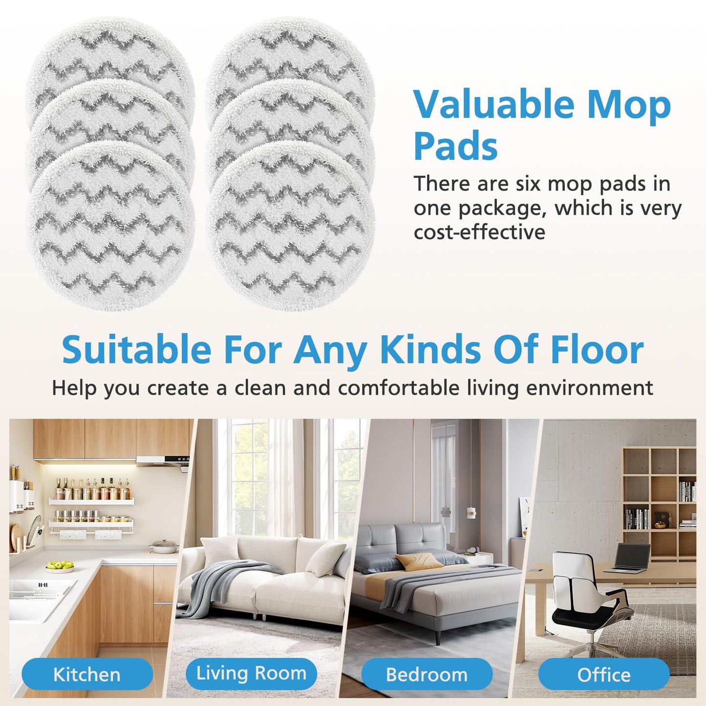 6 Pack 3897A / 3712 Rotating Steam Mop Pads Replacement for Bissell SpinWave SmartSteam Scrubbing Steam Mop Cleaner 【Models 3897A/3712 ONLY】, Washable Reuseable Refill Pads