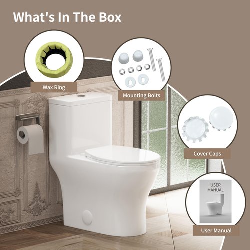 CANEST Compact One Piece Toilet for Bathrooms, 17.5" ADA Height Elongated Toilet with MAP 1000g Power Flush, Quiet Soft Close Seat, Standard 12" Rough-In, Easy Clean Ceramic Small Toilet
