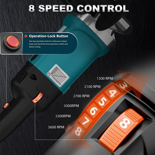Surface Conditioning Tool 1400W, Burnishing Polishing Machine with 8 Variable Speed, Electric Handheld Stainless Steel Polisher Set, Metal Burnishing Machine Kit with Burnishing Wheel, Blue