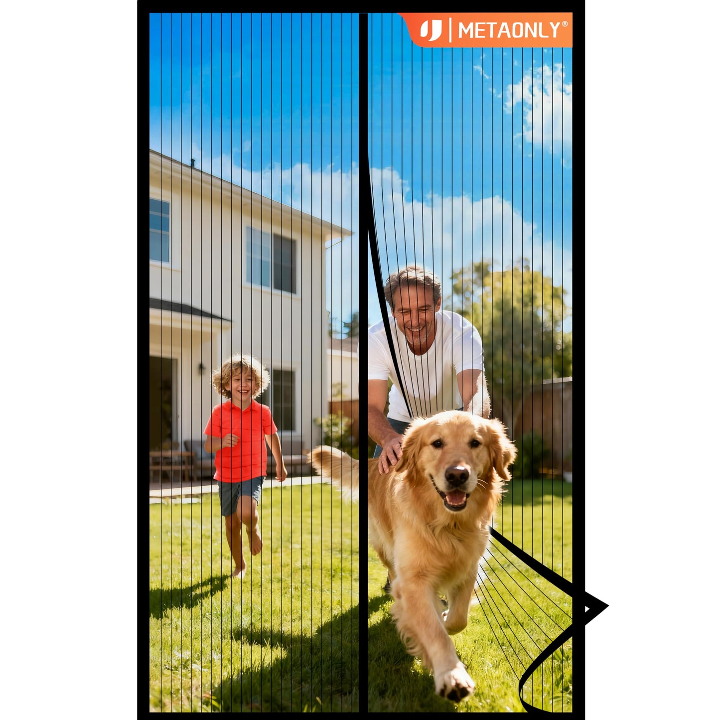 METAONLY Magnetic Screen Door Mesh, Works for Patio, Sliding Door, Keeps Bug Mosquito Out, Fresh Air Flow, Fits 36" x 82" Door - Curtain Size 38" x 83", Black