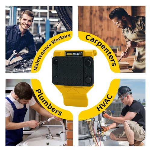 MELOTOUGH Magnetic Tool Holder, N48 Strong Magnetic Belt Clip for Nails, Screws, Drill Bit, Wrenches, Screwdrivers, Hammer, Sockets and Other Metal Tools and Hardware - Fits Up to 2.7" Belt (Yellow)