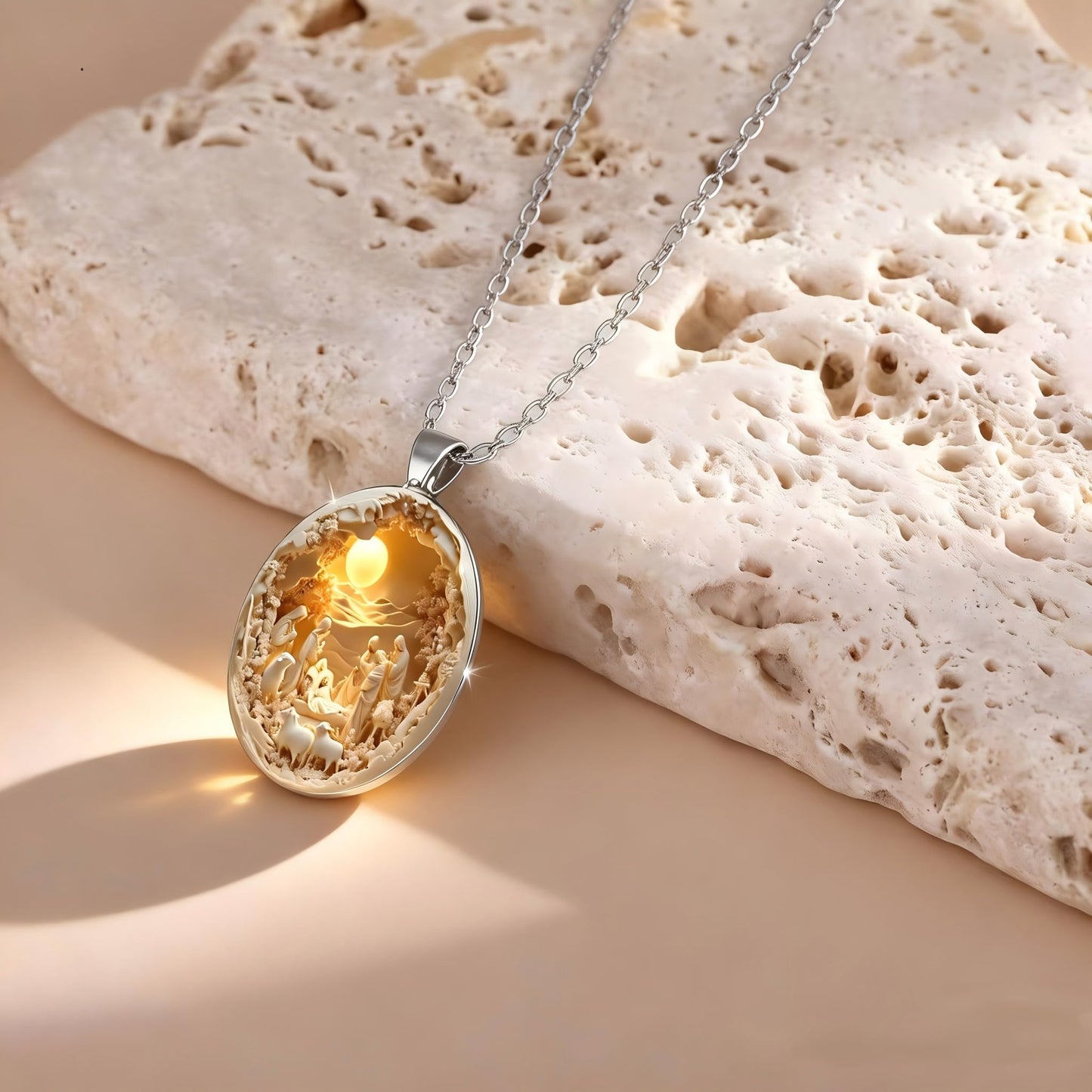 Men’s Artistic Pendant Necklace with Chain Vintage Style Statement Jewelry, Yellow