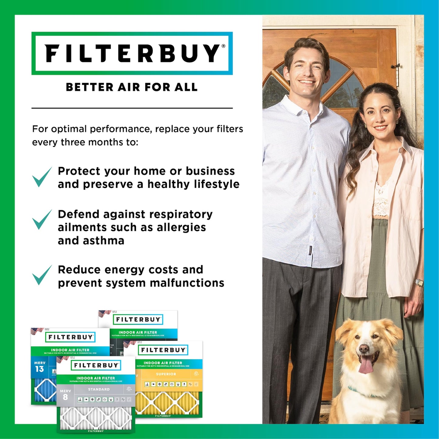 Filterbuy 16x25x1 Air Filter MERV 8 Essential Dust & Allergy Defense (12-Pack), Electrostatic Pleated HVAC AC Furnace Filters Replacement, Made in USA (Actual Size: 15.50 x 24.50 x 0.75)
