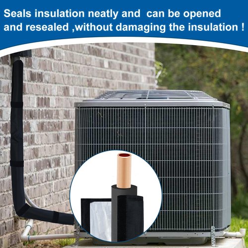 3 Layers HVAC Copper Pipe Insulation Cover Protector Outdoor 600D Oxford AC Copper Line Insulation Sleeve Wrap for Outside 72x10.2Inch with 4 Adjustable Straps for Central Air Conditioning Mini Splits
