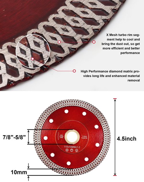 Casaverde 4.5Inch Super Thin Diamond Tile Blade for Cutting Porcelain Tiles Marbles