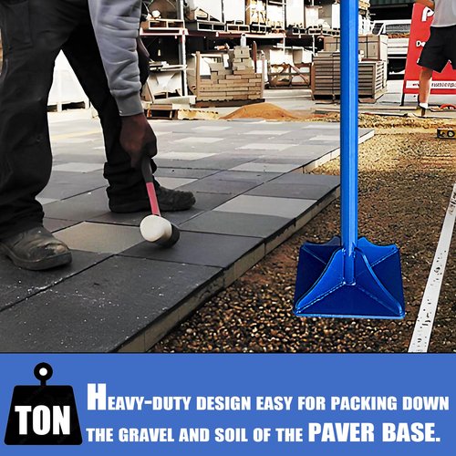Moosefield Fully Welded Steel Tamper 8"x8" with 45 inch Handle Garden Landscaping Rammer for Earth, Soil, Asphalt, Gravel and Dirt Compaction Levelling Paver Tool