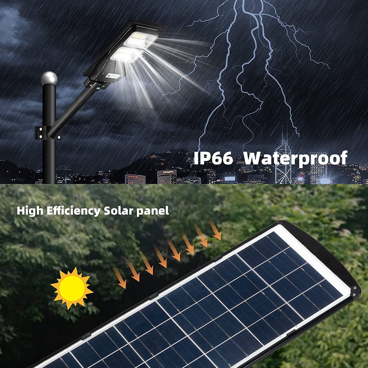 LANGY Upgraded Solar Street Light 6000 Lumens Outdoor,10000mAH Battery,120 LED Street Light Solar Powered with Remote Control,Dusk to Dawn Outdoor Lighting with Motion Sensor,Waterproof