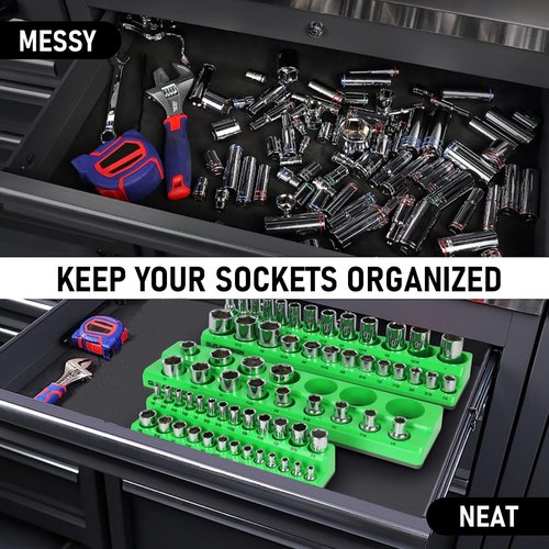 8PCS Magnetic Socket Organizer Set, Magnetic Socket Holder, 1/4", 3/8", 1/2" Socket Holds 171 Pieces Magnetic Socket Trays.