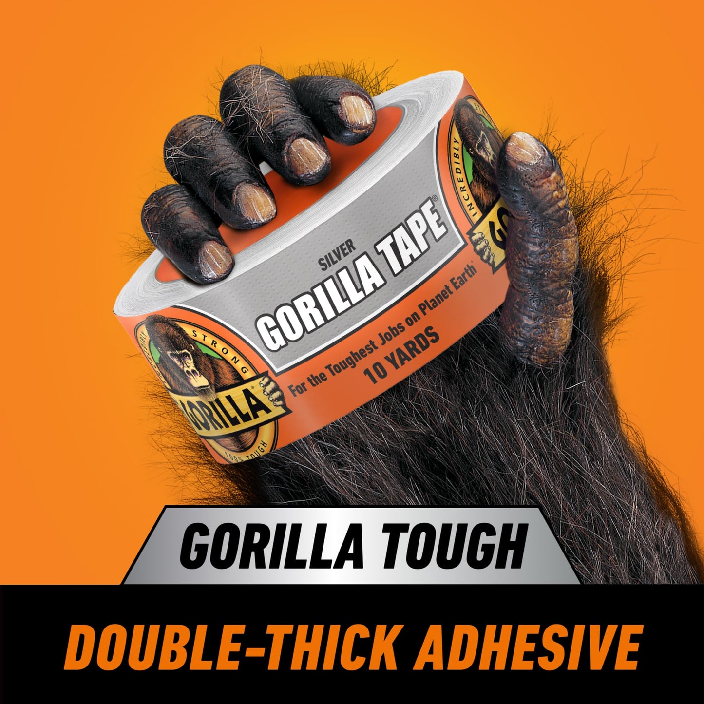 Gorilla Duct Tape, 1.88 in x 10 yd, Silver (Pack of 1) - Utility, Triple Layer Strength, Indoor & Outdoor, Weather Resistant Shell