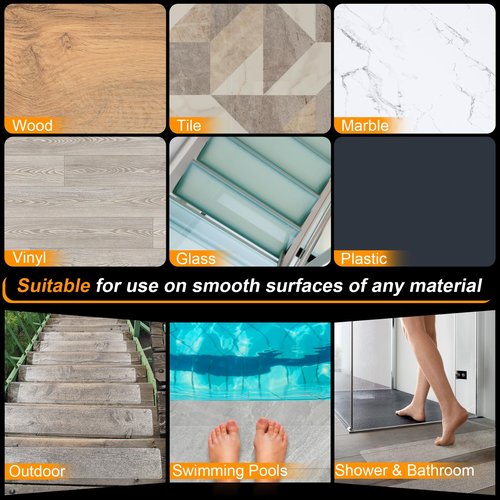SMILOOL Clear Non-Slip Treads for Wooden Steps Indoor 5 Pack 4" x 24" Pre-Cut Anti-Slip Strips, Grip Tape Transparent Grips for Wood Stairs, Dogs, Kids and Pets, Waterproof