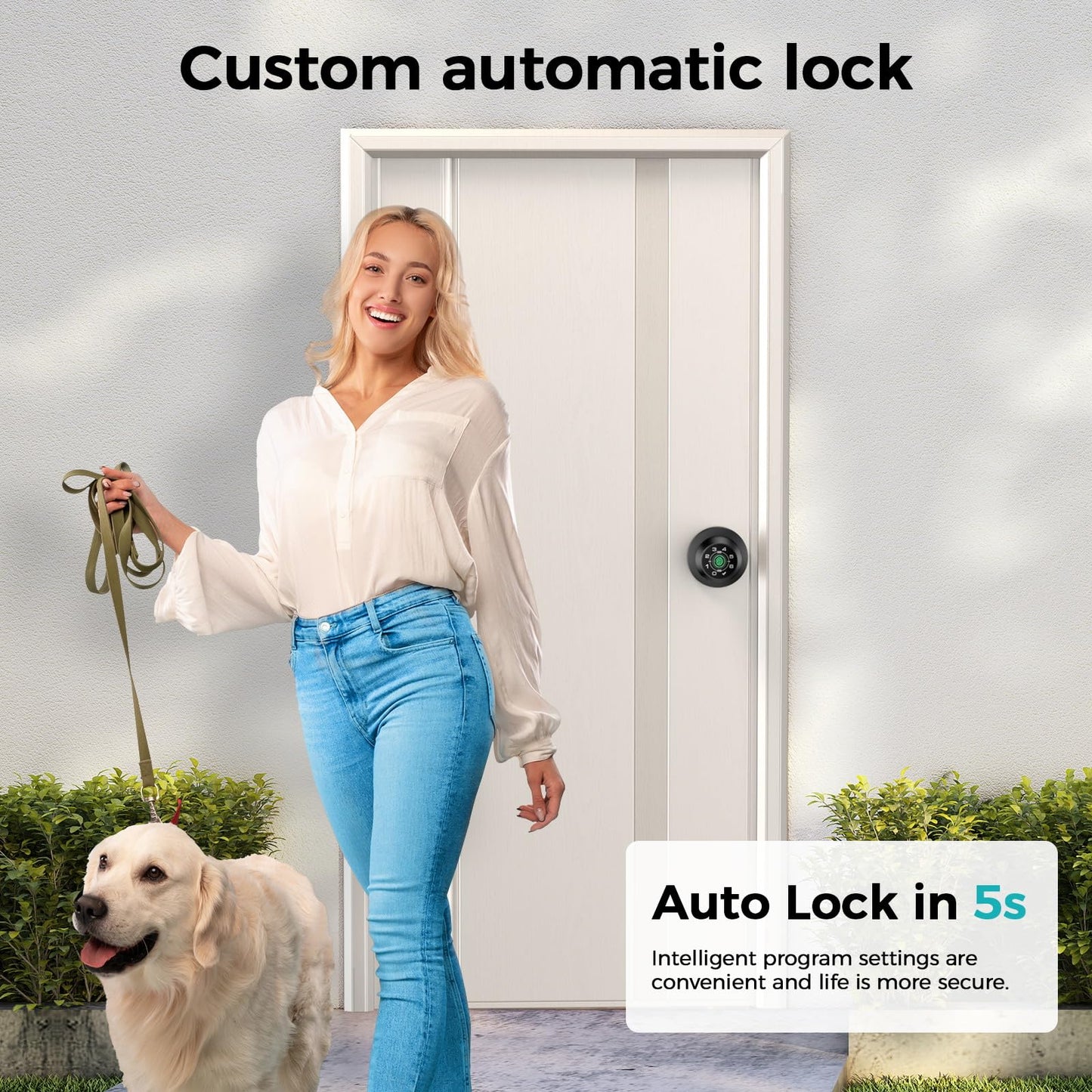 Fingerprint Door Lock，Fingerprint and Keypad Input Smart Door knob, App Controlled Biometric Door Lock, Keyless Entry, Bedroom, Office, Hotel, Apartment Auto Door knob(Matte Black)-HL-3