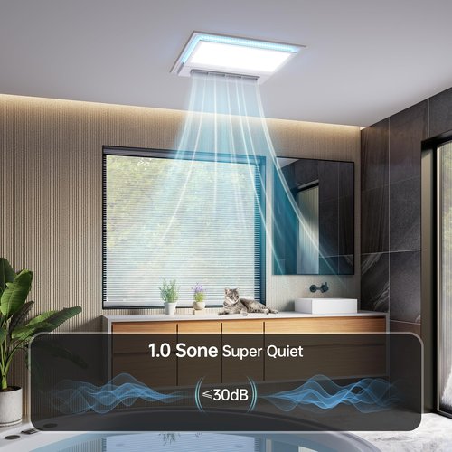 Hawkrown Ceiling Fans with Light and Remote Control, High Air Volume Cooling Fan with LED Temperature Display and Timer, Summer 1.0 Sone Quiet AC Vent for Bath, Attic, Kitchen
