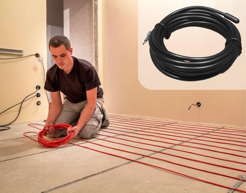 LuxHeat Temperature Floor Sensor for Radiant Under Floor Heating. NTC 10kohm 15ft Probe, Suitable for Most Heating Installations. Compatible with Honeywell Aube Ditra NuHeat SunTouch and More