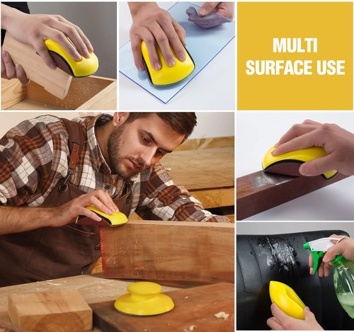 S SATC 4PCS Hook and Loop Sanding Block Included 1 Cleaning Brush 5 Inch Round and Mouse Sanding Block Meant for Wood Furniture Restoration Home Arts and Crafts