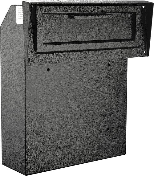 Metateel Through The Door Locking Mail Drop Box with Rain Cover Mail Slot, Heavy Duty Door Mount Mailboxfor Key Rents Cash Checks Letters, Safe Deposit Drop Box for House Office Commercial, Black